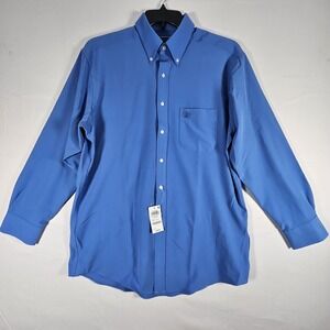 Club Room Men's Traveler Dress Shirt Blu Notte Regular Fit 15.5 32/33 Stretch